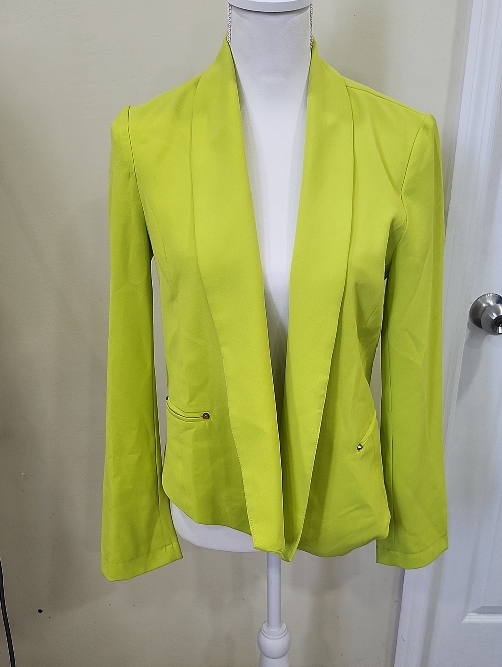 Women's Lime Green Open-Front Blazer Jacket